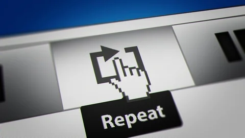 Mouse Cursor Clicking Repeat Button on Movie/Music Player Panel Stock Footage 118123643
