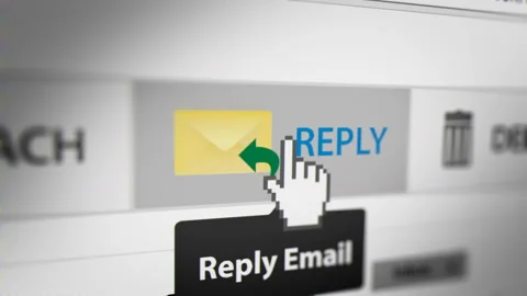Mouse Cursor Clicking Reply Mail Button Stock Footage 147376842