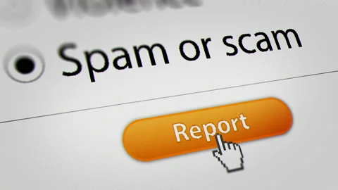 Mouse Cursor Clicking Report  Spam or Scam Button Video stock 141870308