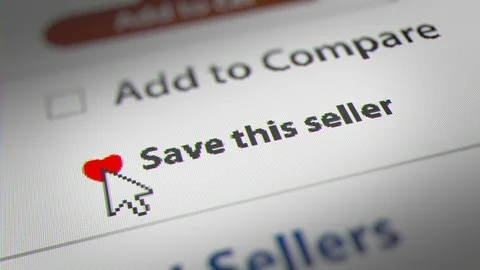 Mouse Cursor Clicking "Save this seller" Button Online Shopping Website Stock Footage 118135940