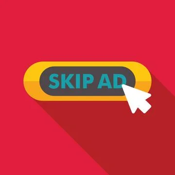 Mouse cursor clicking skip ad button, avoiding online advertisement Stock Illustration