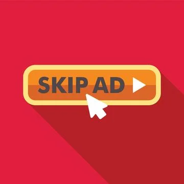 Mouse cursor clicking skip ad button, avoiding online advertisement Illustrazione stock