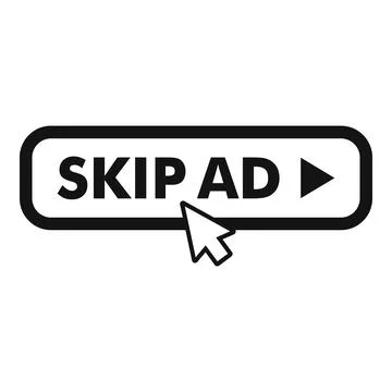 Mouse cursor clicking skip ad button, Illustrazione stock