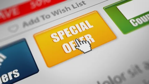 Mouse Cursor Clicking " Special Offer" Button. Online Shopping Concept Stock Footage 123690121
