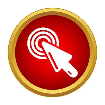 Mouse cursor clicking target button icon Stock Illustration