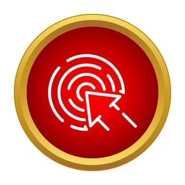 Mouse cursor clicking target icon on button Stockillustratie