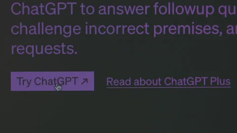 Mouse cursor clicking on try Chat Gpt. Closeup shot Stock Footage 240645644