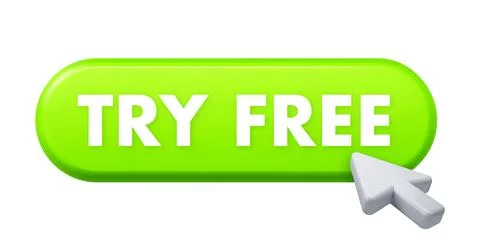 Mouse cursor clicking try free green button Stock Illustration