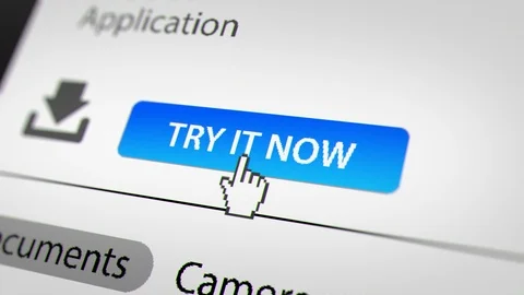 Mouse Cursor Clicking "TRY IT NOW" Button on Monitor Screen Stock Footage 118635564
