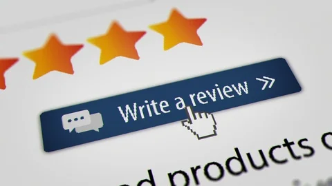 Mouse Cursor Clicking "Write a Review" Button For Web-Shopping Stock Footage 122748962