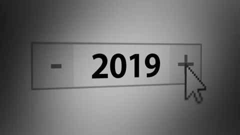 Mouse Cursor Clicking Year Increment Button(2018-2019-2020-2021) Stock Footage 118124279