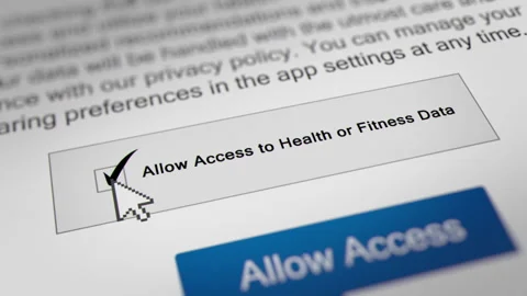 Mouse Cursor Clicks the 'Allow Access to Health or Fitness Data' Checkbox Stock Footage 255693425
