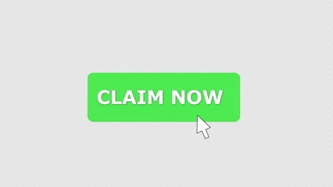 A mouse cursor clicks a bright green claim now button on transparent background Stock Footage 337470570