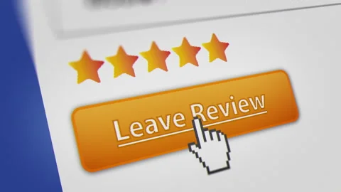 Mouse Cursor Clicks  on the 'Leave Review' Button For Web Shopping Stock Footage 238480233