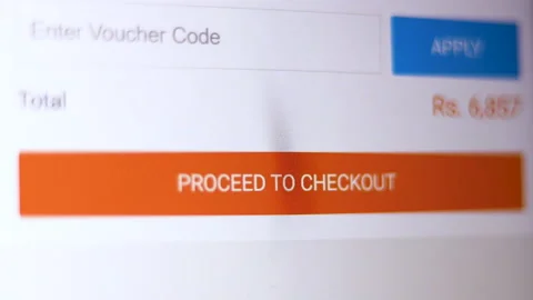 Mouse cursor clicks on Proceed To Checkout button on e-commerce website online s Stock Footage 149134073