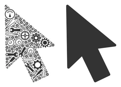 Mouse Cursor Collage of Repair Tools Stock Illustration