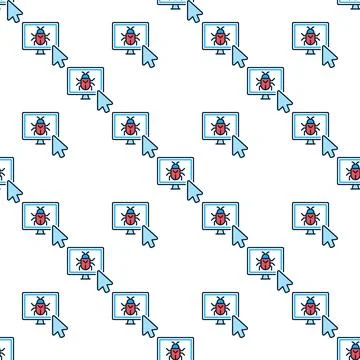 Mouse Cursor on Computer Virus vector colored seamless pattern Illustrazione stock