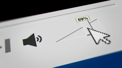 Mouse Cursor Decrease Audio Volume on Video Player Stockbeeldmateriaal 118570249