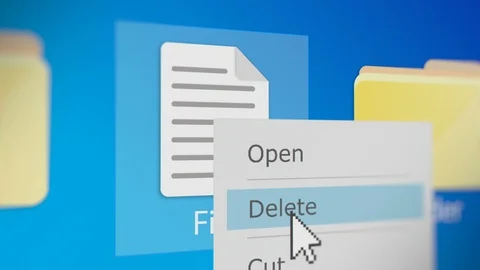 Mouse Cursor Deleting File in Desktop Screen Stock-Footage 115541042