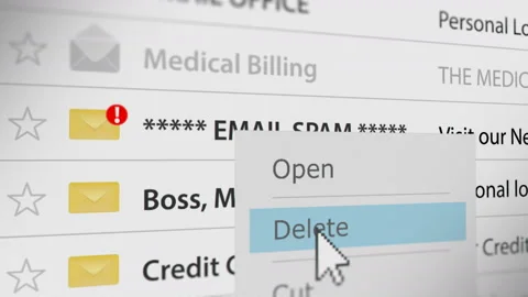 Mouse Cursor Deleting Spam Mail Stock-Footage 133522487