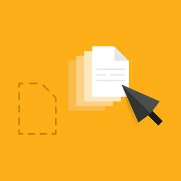 Mouse cursor dragging a file from its original location Stock Illustration