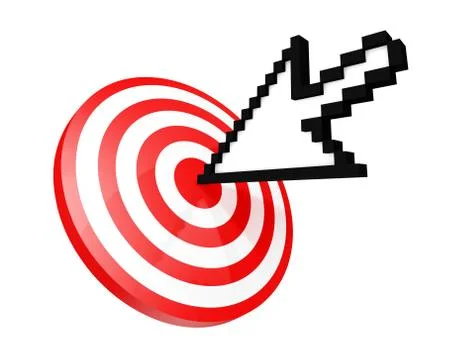 Mouse cursor hitting the target, business concept Stock Photos