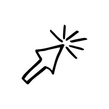 Mouse cursor icon, Cartoon black doodle vector illustration of click arrow on Illustrazione stock