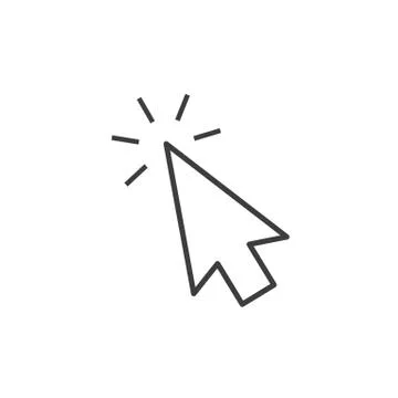 Mouse cursor icon. Click sign. Web thin line destination logo. press cursor.  Stock Illustration