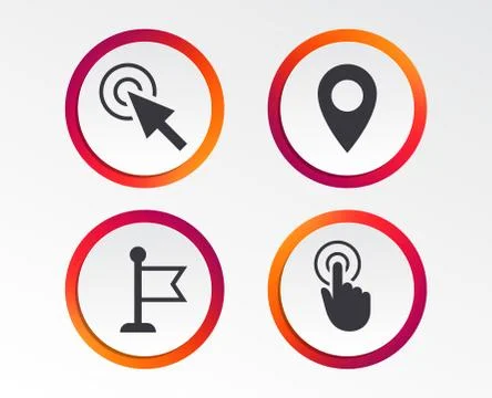 Mouse cursor icon. Hand or Flag pointer symbols. Stock Illustration