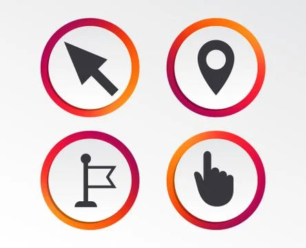 Mouse cursor icon. Hand or Flag pointer symbols. Stock Illustration