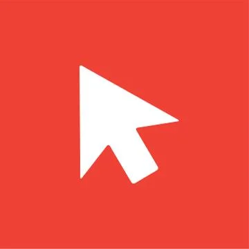 Mouse Cursor Icon On Red Background. Red Flat Style Vector Illustration Illustrazione stock