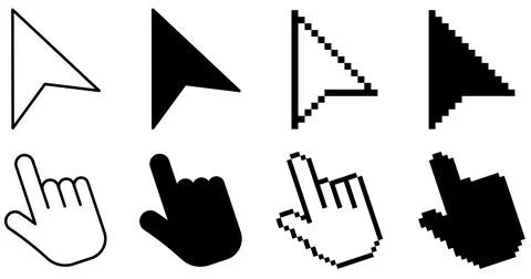 Mouse cursor icon set. Hand pointer vector. Arrow cursor collection. Pixel .. Stock Illustration