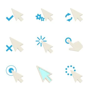 Mouse cursor icons set, cartoon style Illustrazione stock