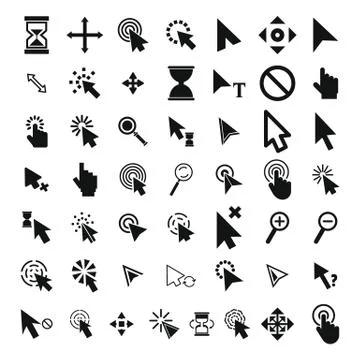 Mouse cursor icons set, simple style 库存插图