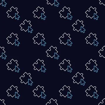 Mouse Cursor on Jigsaw Puzzle vector outline seamless pattern Illustrazione stock