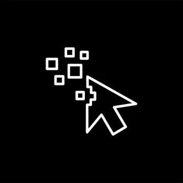 Mouse Cursor Line Icon On Black Background. Black Flat Style Vector Illustrazione stock