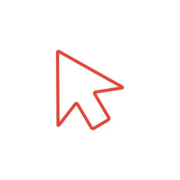 Mouse Cursor Line Red Icon On White Background. Red Flat Style Vector Illustrazione stock