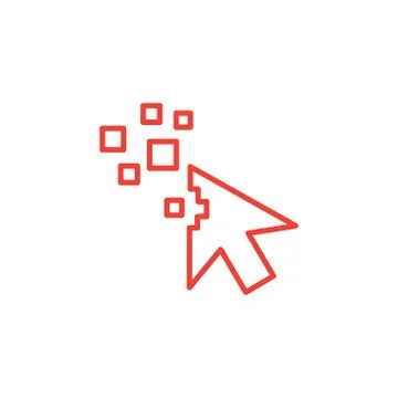 Mouse Cursor Line Red Icon On White Background. Red Flat Style Vector Illustrazione stock