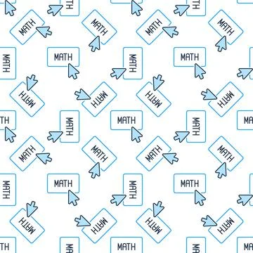 Mouse Cursor on Math Button vector colored seamless pattern Illustrazione stock