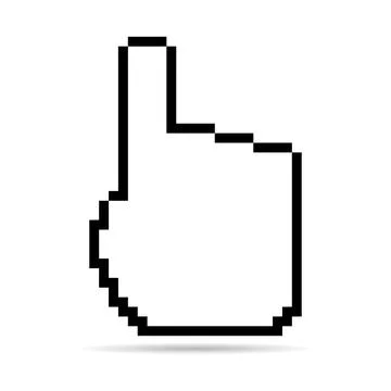 Mouse cursor pixel shadow icon, web click symbol, computer pointer vector ill Stock Illustration