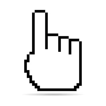 Mouse cursor pixel shadow icon, web click symbol, computer pointer vector ill Stock Illustration