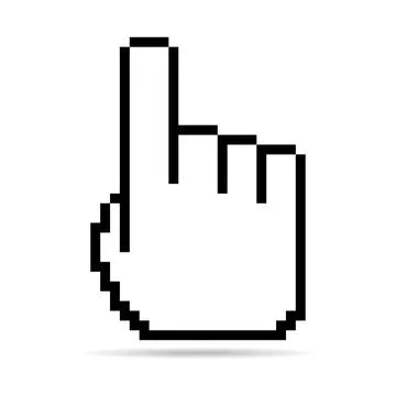 Mouse cursor pixel shadow icon, web click symbol, computer pointer vector ill Stock Illustration