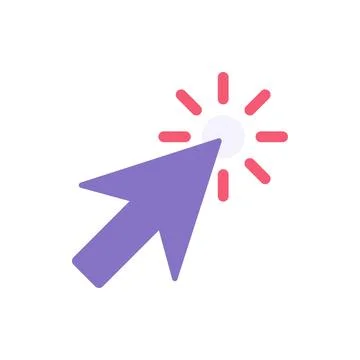 Mouse cursor pointer purple arrow for click cyberspace vector flat illustrati Stock Illustration