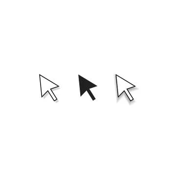 Mouse cursor pointer vector icons, direction arrows with shadow Stock Illustration