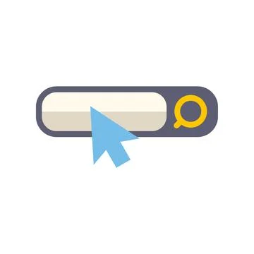 Mouse cursor pointing at online search bar Illustrazione stock