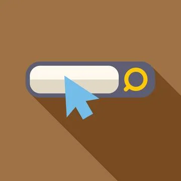 Mouse cursor pointing at search bar with magnifying glass icon Stock Illustration