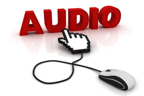 Mouse cursor points to the word Audio Stock Illustration