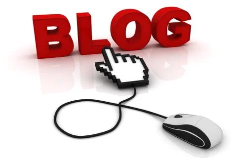 Mouse cursor points to the word Blog Stock Illustration