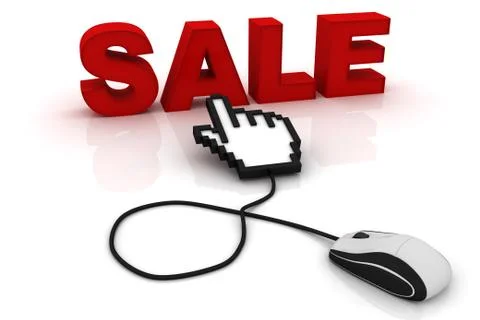 Mouse cursor points to the word Sales Stock Illustration