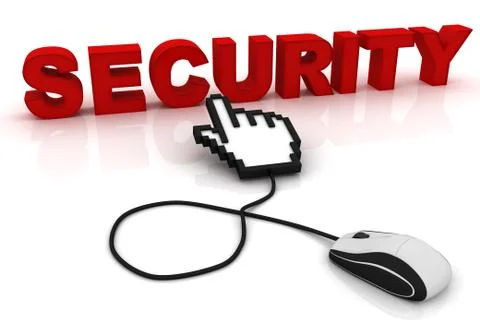 Mouse cursor points to the word Security Stock Illustration
